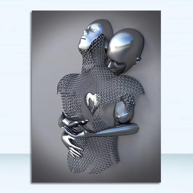 Романтическая абстрактная металлическая скульптура, принт на холсте: Современное Настенное Искусство