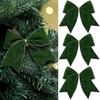 4/12Pcs Large Christmas Velvet Bow Decoration Vintage Solid Hanging Bow Ornament Indoor Outdoor Xmas Holiday Party Fabric Bow Wreath Tree Decor
