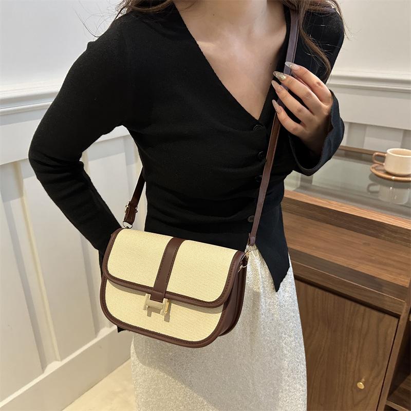 High-value Crossbody Bag Three-dimensional Casual and Fashionable Casual New Style Fashion Color Block Saddle Bag