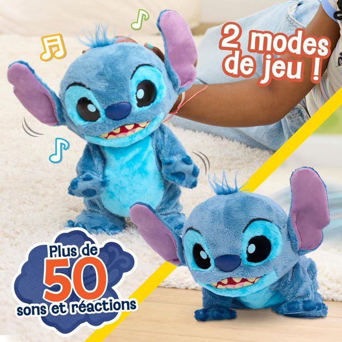 Peluche interactive STITCH Double Trouble - 36 cm - Plus de 50 sons et réactions - 2 modes de jeu - Lilo et Stitch - dès 3 ans