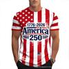 Patriotic USA 250 Print Polo Shirt, Trendy Casual Top For Everyday Wear