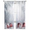 Snow Christmas Ballsnowflake Sheer Curtain Living Room Drapes Home Bedroom Voile Curtain Printed Tulle Window Curtain