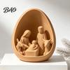 Durable PLA Plastic Sculpture 3D Printed Egg?Shaped Nativity Scene Figurine, Holy Family Manger Unique Christmas Table Centerpiece Decor, Minimalist