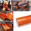 60x152cm Stretchable Metallic Plating Orange Vinyl Wrap Motorcycle Body Decals Car Exterior Sticker Mirror Gloss Film Sheet Roll