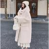 Winter Lamb Fur Coat for Women Hooded Long Faux Fur Jacket Warm Thickened Plush Outerwear Cute Style
