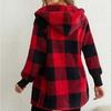 Осенне-зимнее пальто, плотное трикотажное свободное свободное пальто соответствующего цвета, свободное с капюшоном с открытой строчкой, теплое клетчатое пальто с принтом средней длины, эластичные манжеты, женское пальто