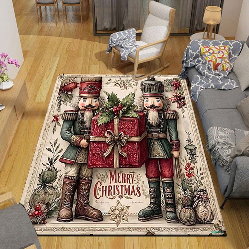 1Pc Christmas Nutcracker Tradition Rug Office Carpet Indoor Outdoor Doormat Nonslip Soft And Comfortable Living Room Christmas Halloween Gift D91812