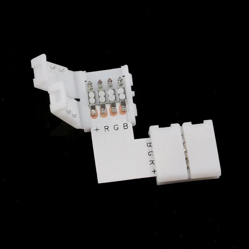 4 шт. L-образный 4-контактный RGB 5050 LED-коннектор Коннекторы для светодиодной ленты L-образный Угловой коннектор для светодиодной ленты