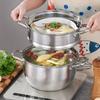 SUS304 Stainless Steel Double Layer Thickened Household Cage Drawer Steamed Mantou Small Steamer Soup Pot Stew Pot