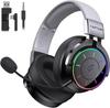 Wireless Gaming Headset for Bluetooth Low Latency Surround RGB Detachable 60 Hours of Continuous Lightweight Compatible with and PC PS5,