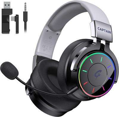 Беспроводная игровая гарнитура для Bluetooth с низкой задержкой, объемный звук, RGB, съемная, 60 часов непрерывной работы, легкая, совместима с и ПК PS5,