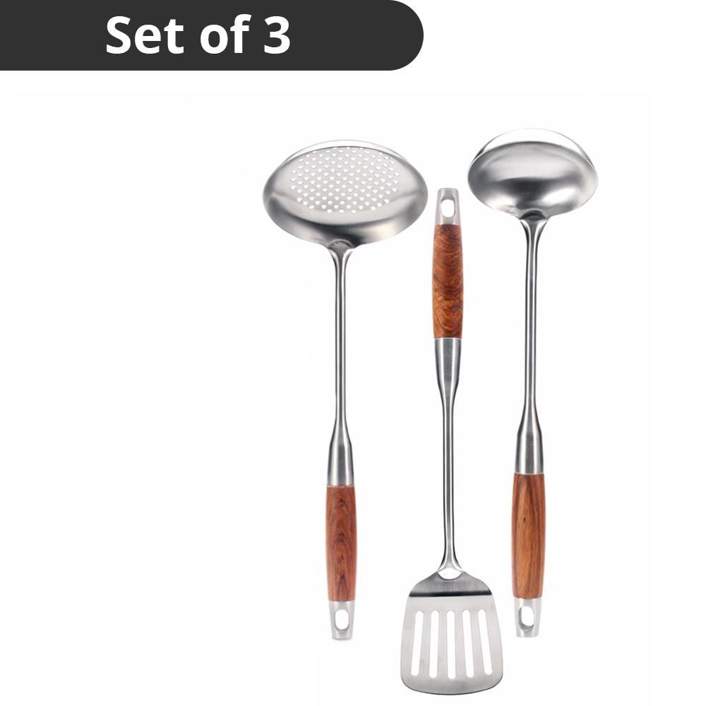 Cooking Utensils, 304 Stainless Steel Kitchen Utensil Set, Rosewood Handle Anti-scald, Best Kitchen Tools by Leeseph
