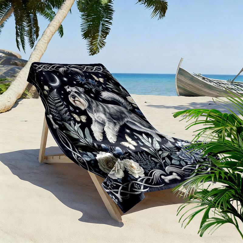 Vintage Floral Dragon Print Beach Towel, Large Soft Quick Dry Towel for Beach Camping Swimming
