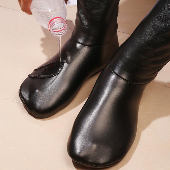 Носки-тапочки из искусственной кожи для мужчин, водонепроницаемые, теплые, для дома, нескользящие, на флисовой подкладке, зимние носки для спальни, игровой комнаты, для ношения на улице