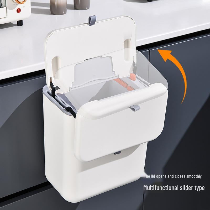 Настенное кухонное мусорное ведро с крышкой - Идеально для пищевых отходов, гостиной, ванной комнаты или подвесного хранения.