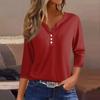 Жен. Футболка Футболка С принтом Пуговицы Рукав 3/4 Повседневные Выходные Мода Классический Классический V-образный вырез Обычный Верх