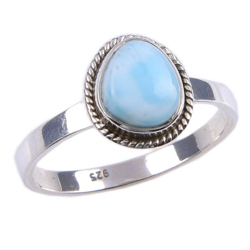 Natural Republic Ларимар Драгоценный камень Ручной работы 925 Стерлинговое серебро Кольцо Размер 10 H2j50
