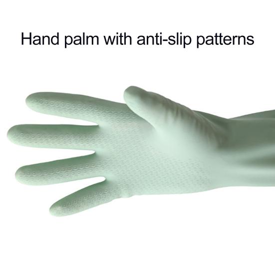 1 Pair Dishwashing Gloves Waterproof Reusable Gloves Patchwork Color Elastic Long Cuffs Household Cleaning Gloves