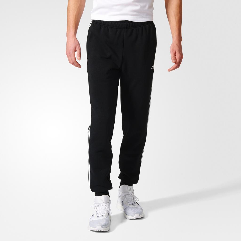 Adidas Брюки-конусообразные с манжетами Essentials с 3 полосками, мужские брюки, черные BP8742