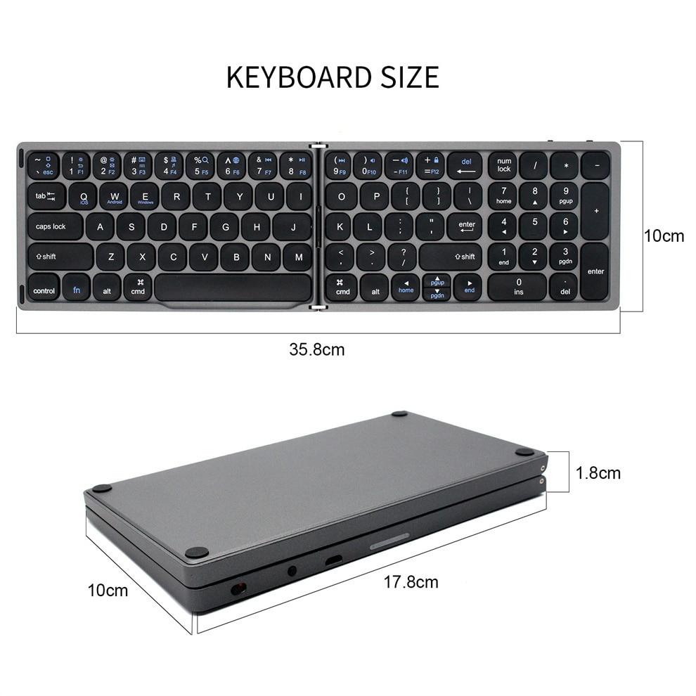 Foldable Bluetooth Keyboard with Numeric Keypad Rechargeable Folding Keyboard for IOS Windows Android Phone Tablet Laptop