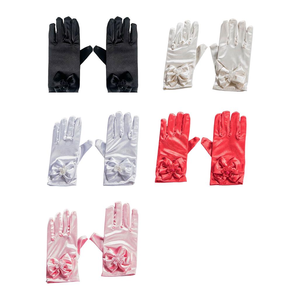 Bowknot Gloves for Ceremony School Boys and Girls Bowknot Elastic Gloves for Dress Etiquette Gloves Stage Performances
