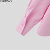 INCERUN Men Lapel Neck Ruffled Shoulder Long Sleeve Buttons Up Casual Shirts