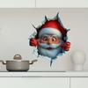 3D Pop-Up Santa Claus Wall Decal -Removable Christmas Sticker with Breaking Wall Effect for Home Decor, Damage-Free Installation