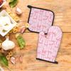 Pink Bow Coquette Decor Oven Mitts and Pot Holders Sets, PinkCoquette Preppy Kitchen Accessories Sets, Pink Ribbon Bow Preppy Heat Resistant Oven