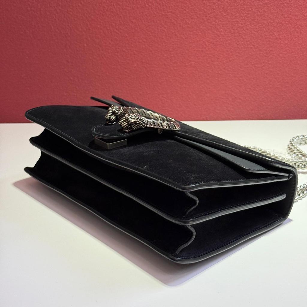 [Pre-Owned] Dionysus Small Black Suede Tiger Head Shoulder Bag - Excellent #1YCYHW2