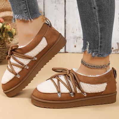 Модные зимние теплые хлопковые ботильоны на шнуровке, женские утолщенные плюшевые хлопковые утепленные зимние ботинки, толстая подошва, нескользящая платформа, повседневная обувь