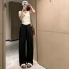Ice Silk Wide-leg Pants for Women In Summer Thin High Waist Droop Japanese Lazy Yamamoto Pants Cotton and Linen Texture Casual Pants