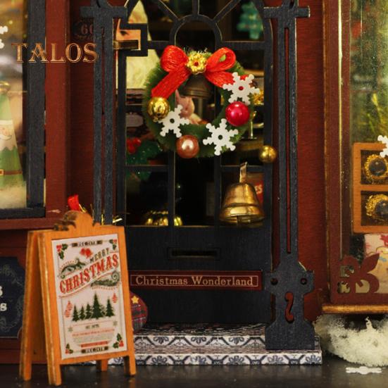 DIY Рождественский миниатюрный домик, светодиодный мини-дом, игрушка для творчества с мебелью, книжный уголок, игровая модель для дня рождения, рождественской ночи