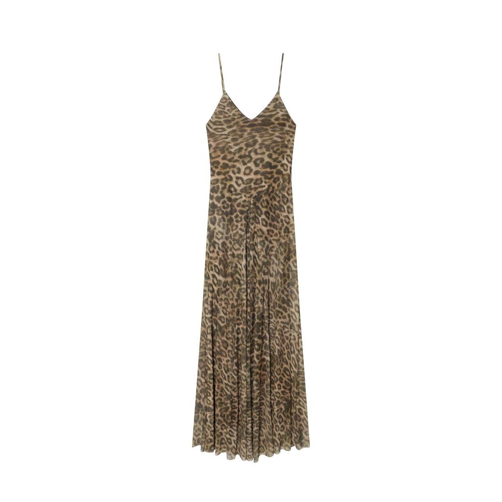 European and American style, new women's clothing, foreign style, animal pattern printed silk mesh dress 5039406