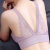 Women Elegant Bandeau Back Underwire Bra Anti Sagging Padded Wide Shoulder Straps Floral Lace Stitching Push Up Sport Breathable Brassiere Inner Wear