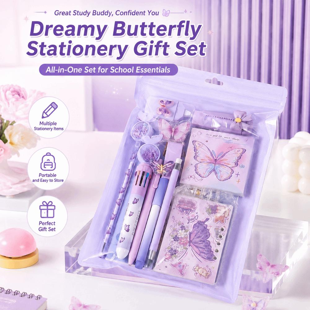 Dreamy Butterfly Butterfly Stationery Set 12-in-1 Ballpoint Pen Highlighter Graduation Party Favor