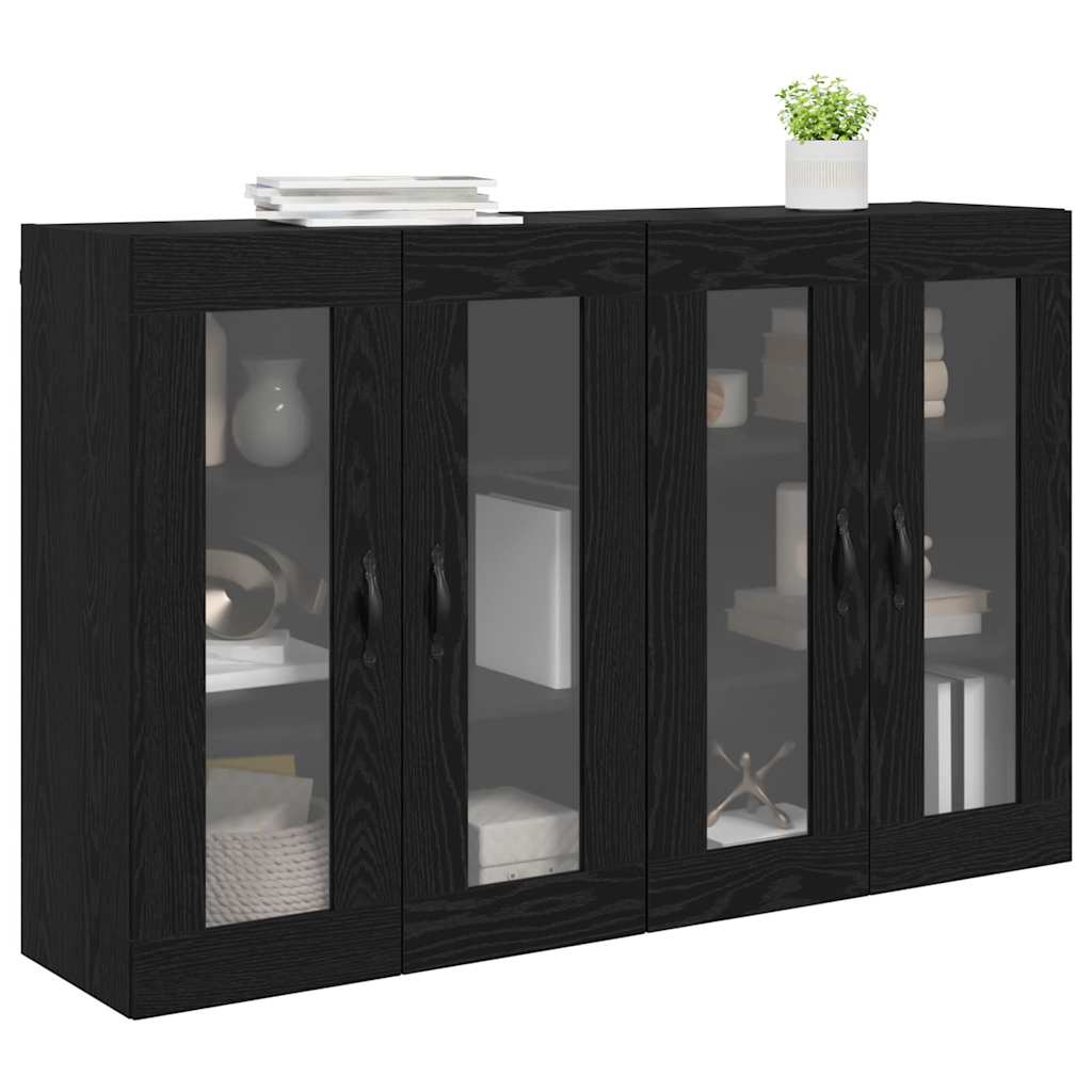 Wall Cabinets 2 pcs Black Oak Effect 69.5 x 34 x 90 cm