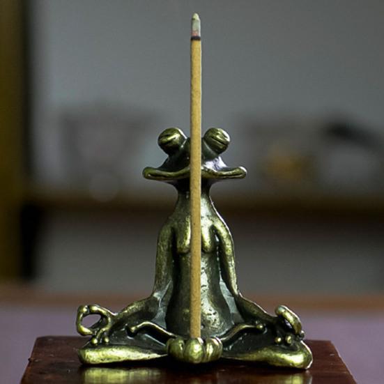 Медитация Туман Подставка для благовоний Винтаж Палочка Металл Сидящая лягушка Аромалампа Дом Офис