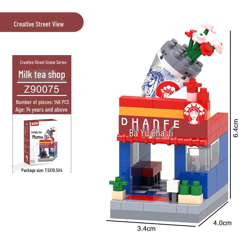 Dynamic Cityscape Building Block Toys - Coffee, Cola, and Convenience Store Models for Kids