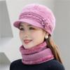 Winter Hat Keep Warm Cap Add Fur Lined Hat And Scarf Set Warm Hats For Female Casual Rabbit Fur Winter Knitted Hat
