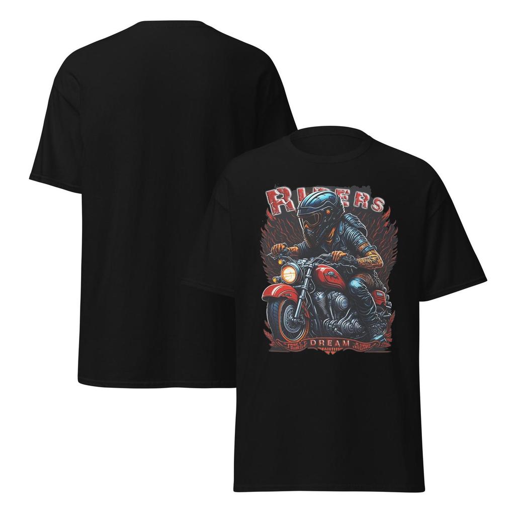Riders Dream Red Flame Motorcycle Helmet Tee Design T-shirt