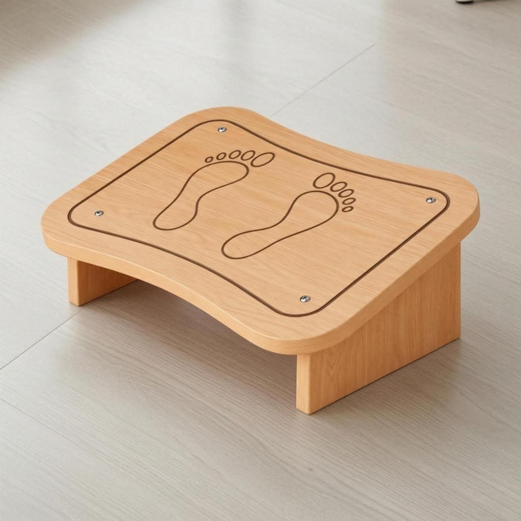 Wooden Footrest Stool StrainRelieving with SpaceSaving Design Spinal Alignment Raised Foot