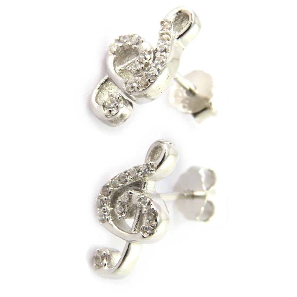 Les Trésors De Lily [M7054] - White Silver 'Clé De Tre' Earrings