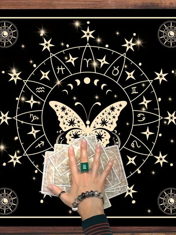 Скатерть для карт Таро Скатерть для чтения Таро Лунный цветок Алтарная скатерть Коврик Колдовство Астрология Скатерть для стола Подкладка Принадлежности для гадания