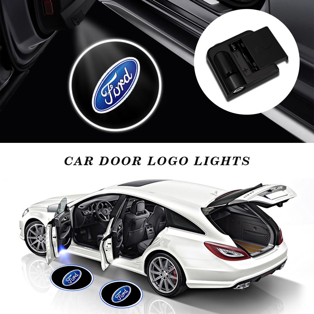 LLB4 1/2Pcs Led Car Door Welcome Laser Projector Logo Ghost Shadow Lights Courtesy Decor Lamp For Ford Focus Fiesta Ranger Mondeo