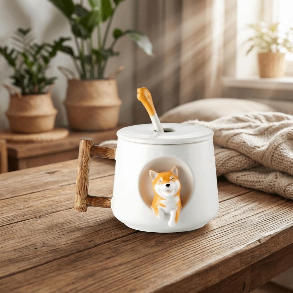 420ml 3D Ceramic Mug Dog Design Milk Tea Cup Creative Tea Cup Cafes