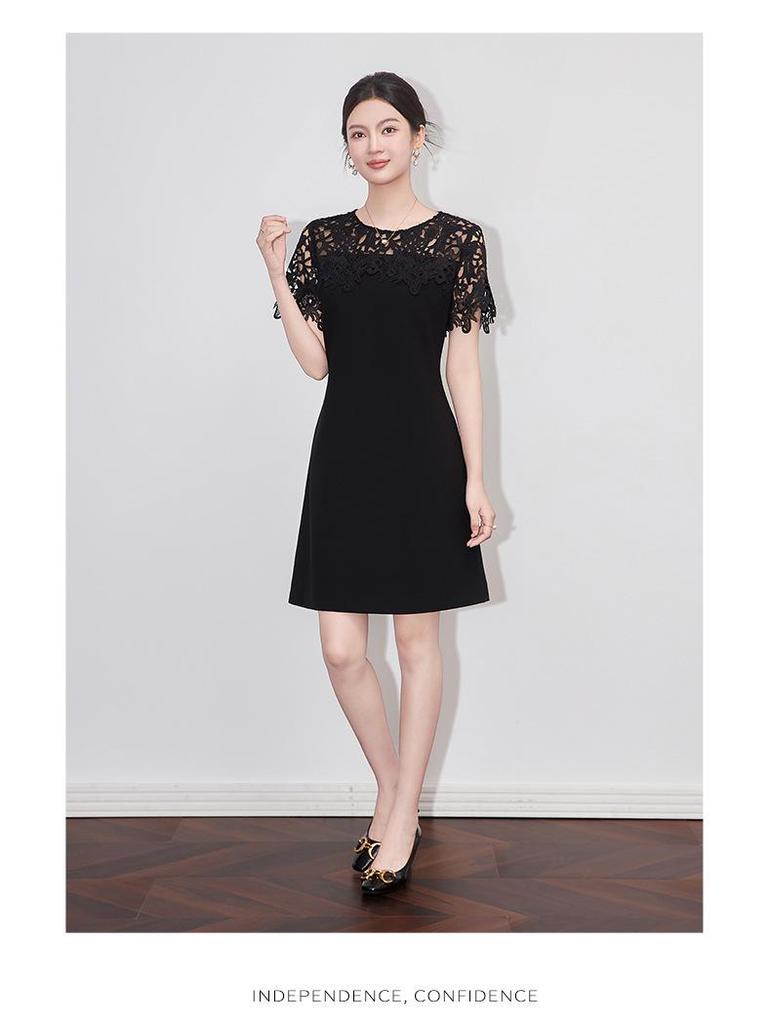 Высококачественное женское летнее А-силуэтное платье с кружевной вышивкой