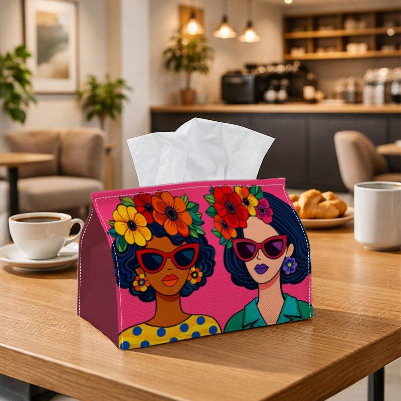 1pc Pop Art Fashion Female Tissue Box | Durable, Portrait Illustration Vibrant Stylish Suitable for Living Room Accent, Bedroom Decor, Encouragement G