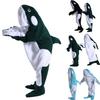 Sleeping Bag Cartoon Whale Shape Soft Flannel Camping Family Outings And Sleepover Wearable Blanket Adult Children Cosplay Onesie Hoodie