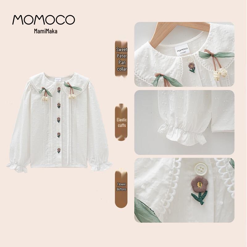 Хлопковая рубашка с длинным рукавом для девочек MOMOCO