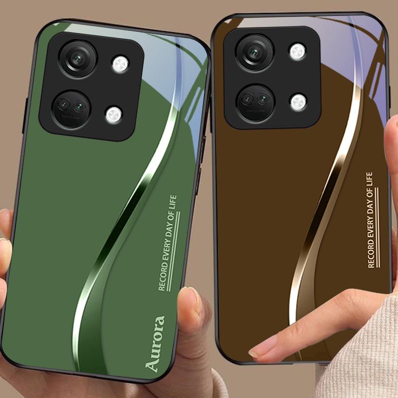 Двухцветные полосы для OnePlus Nord 3 5 6T 7 Pro 8 12 10T Reno8 Lite 5G 10R Nord N30 Жесткий чехол из закаленного стекла для телефона Черный
